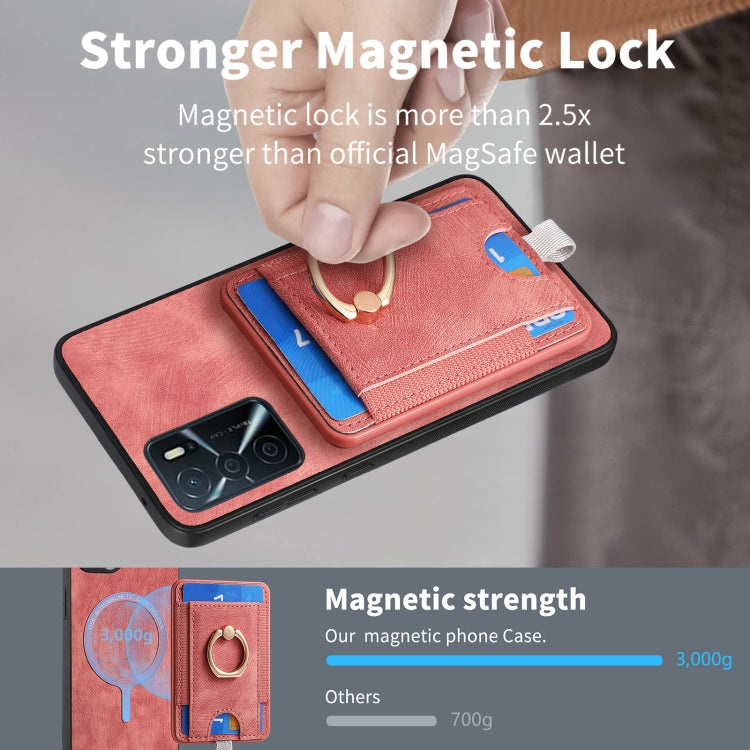 For OPPO Reno6 Z Retro Splitable Magnetic Card Bag Leather Phone Case showcasing its stylish design and magnetic card wallet feature.