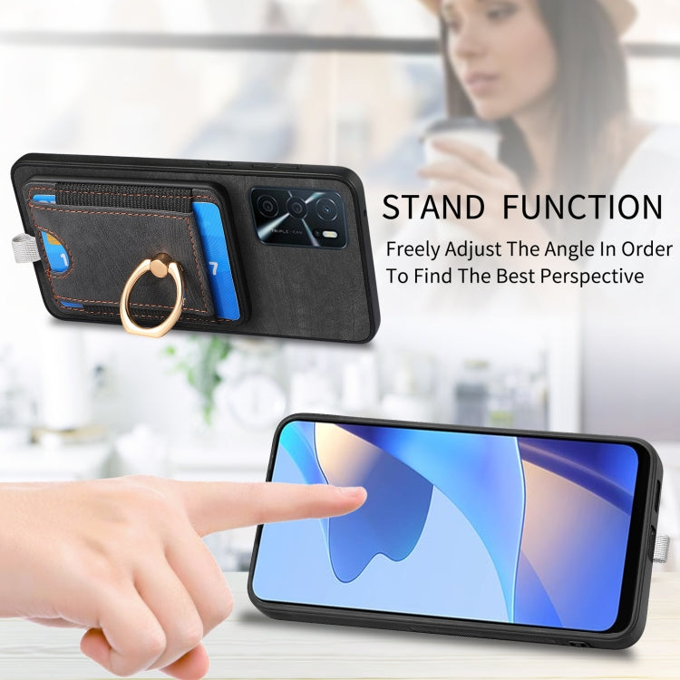 For OPPO Reno8 Z Retro Splitable Magnetic Card Bag Leather Phone Case showcasing its sleek design and magnetic card wallet feature.