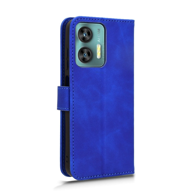 Blue magnetic flip leather phone case for Oukitel C35 and C36, showcasing its sleek design and card slots.