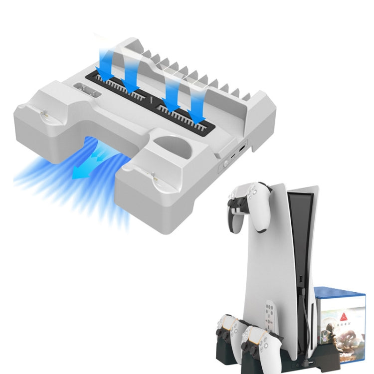 iPlay Dual-seat Charging and Cooling Base for PS5 with dual fans and game card storage slots.