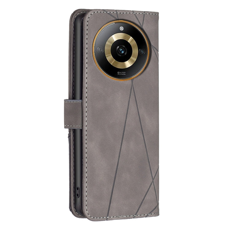 Realme 11 4G Magnetic Buckle Leather Case with Rhombus Texture, showcasing its stylish design and practical features.