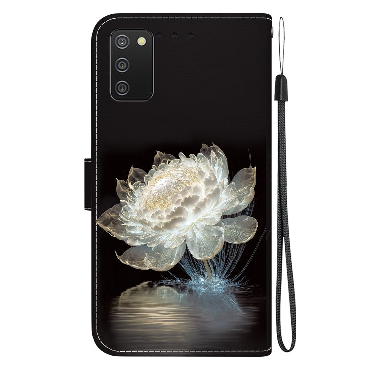 Samsung Galaxy A02s case with crystal texture design, showcasing card slots and kickstand functionality.