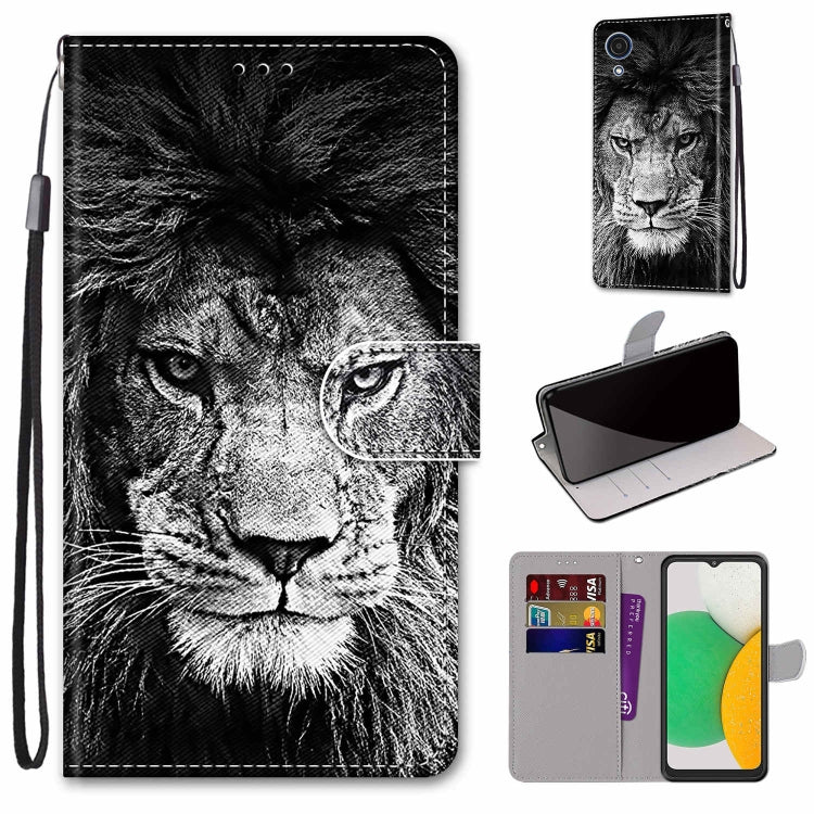 Samsung Galaxy A03 Core case featuring a colored drawing cross texture, made from PU leather and TPU material, designed for durability and functionality.