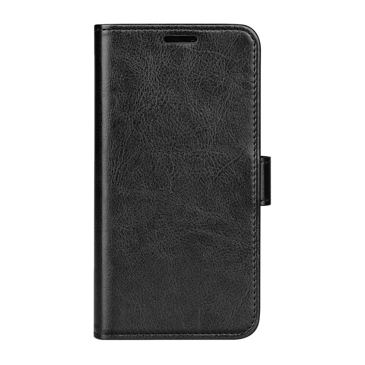 For Samsung Galaxy A05 R64 Texture Horizontal Flip Leather Phone Case in black, showcasing its sleek design and card slot functionality.