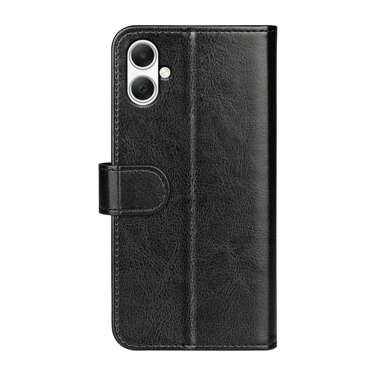 For Samsung Galaxy A05 R64 Texture Horizontal Flip Leather Phone Case in black, showcasing its sleek design and card slot functionality.