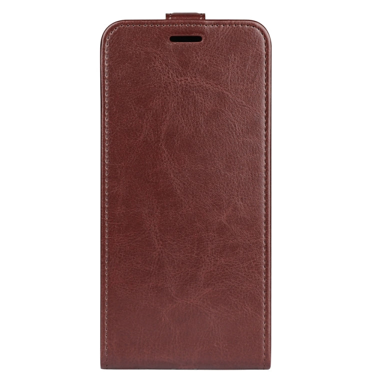 For Samsung Galaxy A05 R64 Texture Vertical Flip Leather Phone Case showcasing its durable PU and TPU material with card slot functionality.