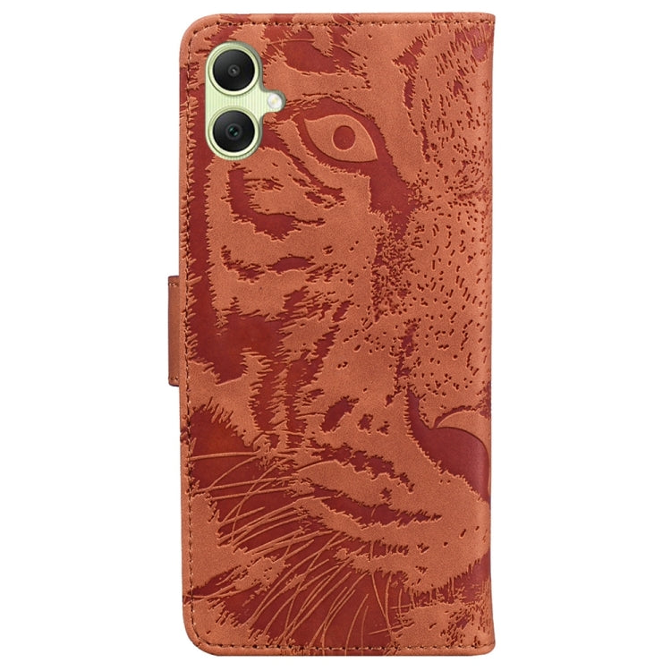 For Samsung Galaxy A05 Tiger Embossing Pattern Flip Leather Phone Case showcasing its stylish design and functional features.