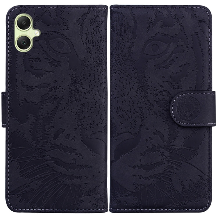 Stylish Tiger Embossing Pattern Flip Leather Phone Case for Samsung Galaxy A05, showcasing its durable design and card slots.