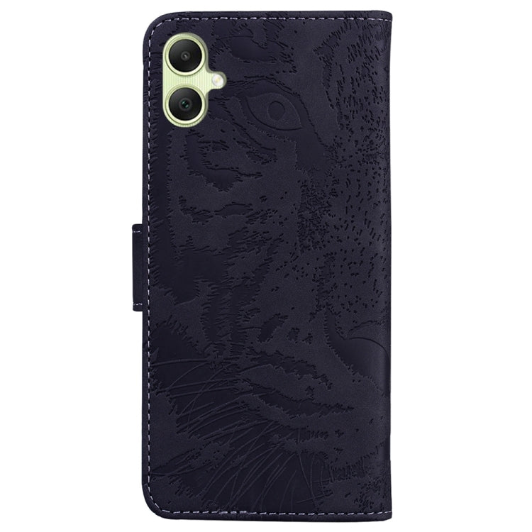 Stylish Tiger Embossing Pattern Flip Leather Phone Case for Samsung Galaxy A05, showcasing its durable design and card slots.