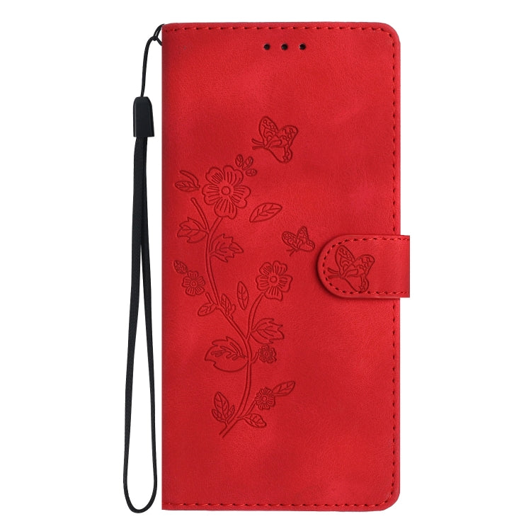 Samsung Galaxy A05s case featuring a flower butterfly embossing pattern, made from durable PU and TPU materials.