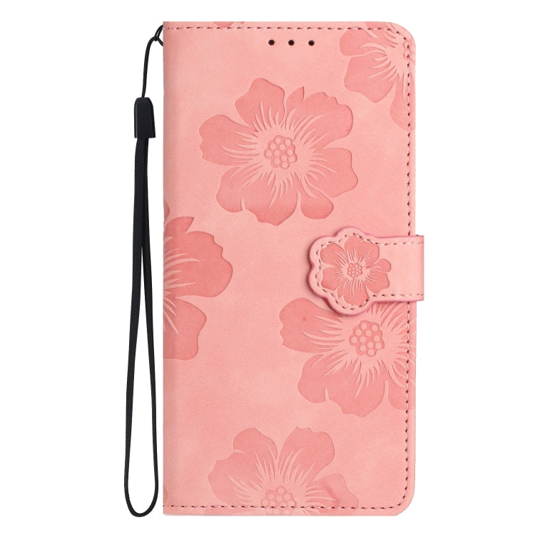 Flower embossing pattern leather phone case for Samsung Galaxy A05s, showcasing its stylish design and functional features.