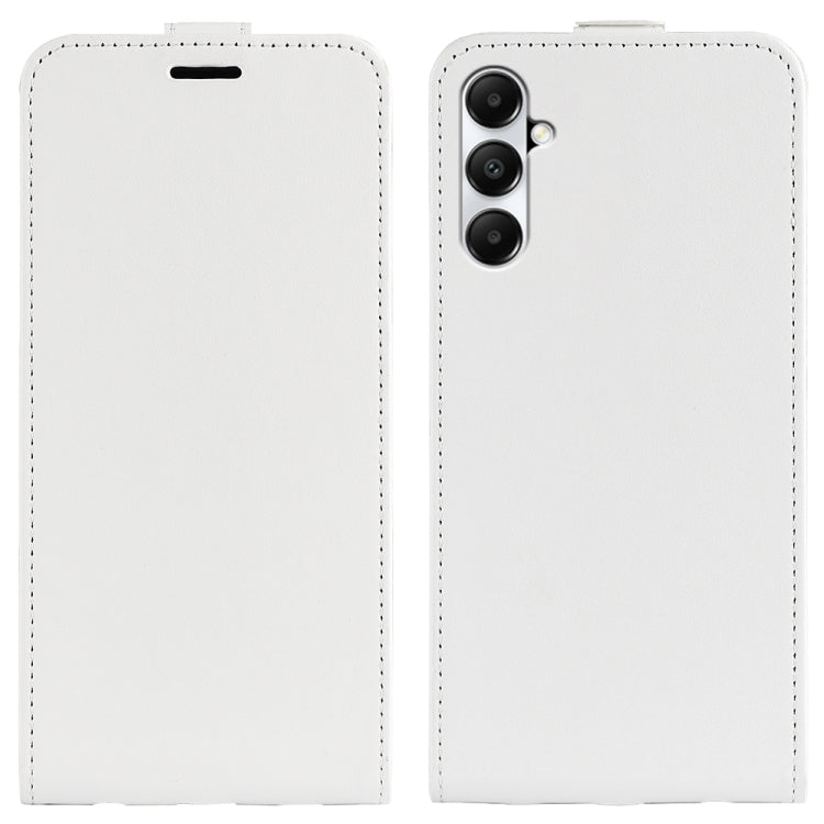 For Samsung Galaxy A05s R64 Texture Vertical Flip Leather Phone Case in black, showcasing its sleek design and card slot feature.