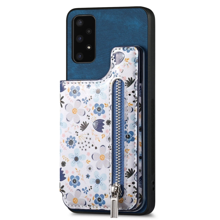 Samsung Galaxy A05s Retro Painted Zipper Wallet Case showcasing its stylish design and functional features.