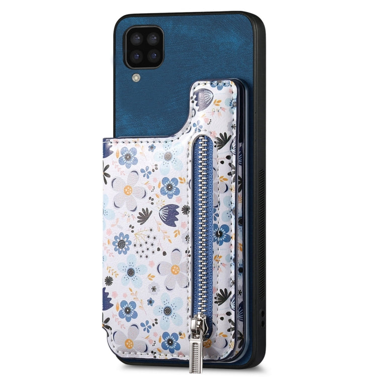 Retro painted zipper wallet case for Samsung Galaxy A12 5G, showcasing its stylish design and functional features.