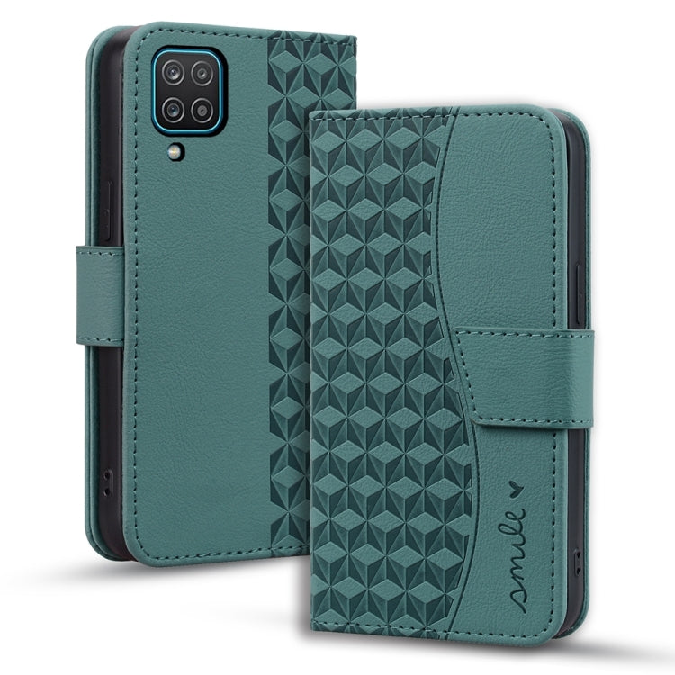 For Samsung Galaxy A12 Diamond Buckle Leather Phone Case showcasing its stylish design and functional features.