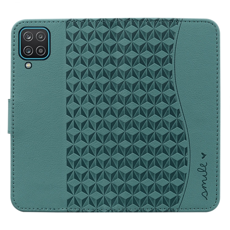 For Samsung Galaxy A12 Diamond Buckle Leather Phone Case showcasing its stylish design and functional features.