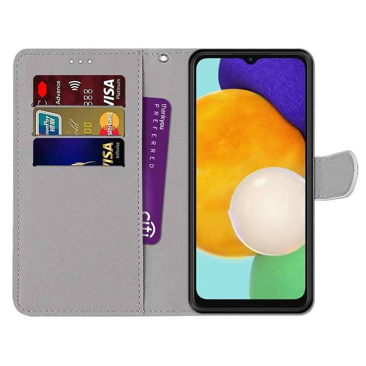 Samsung Galaxy A13 4G case featuring a coloured drawing cross texture, made from PU leather and TPU material, designed for durability and functionality.