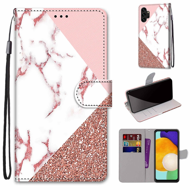 Samsung Galaxy A13 4G case featuring a coloured drawing cross texture, made from PU leather and TPU material, designed for durability and style.