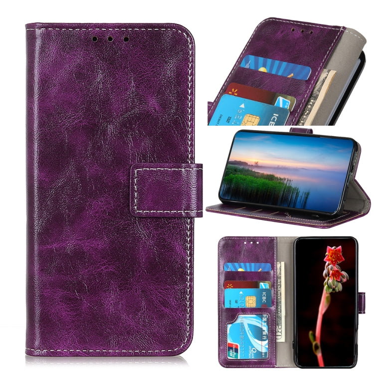 Samsung Galaxy A25 5G case made of PU leather with retro crazy horse texture, featuring card slots and a stand design.