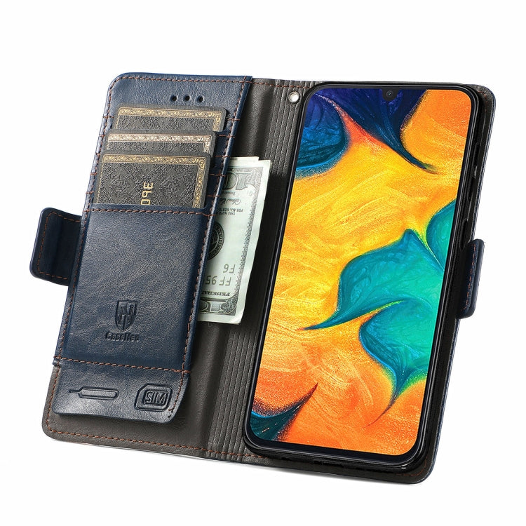 Samsung Galaxy A30 CaseNeo Business Splicing Dual Magnetic Buckle in black PU leather with card slots and magnetic closure.