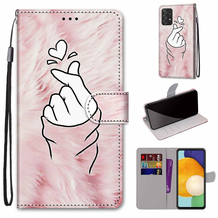 Samsung Galaxy A53 5G case featuring a colored drawing cross texture, made of PU leather and TPU material, designed for protection and functionality.