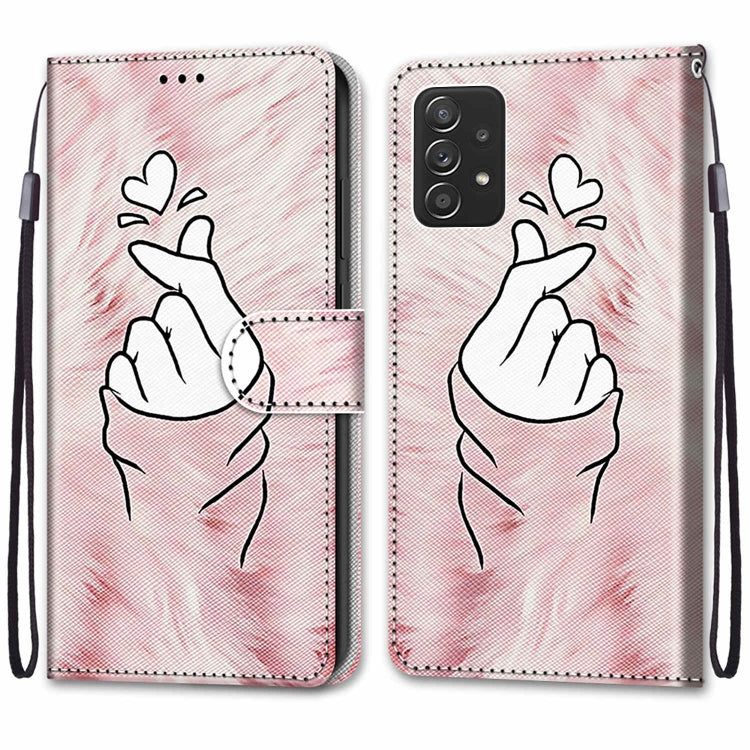 Samsung Galaxy A53 5G case featuring a colored drawing cross texture, made of PU leather and TPU material, designed for protection and functionality.