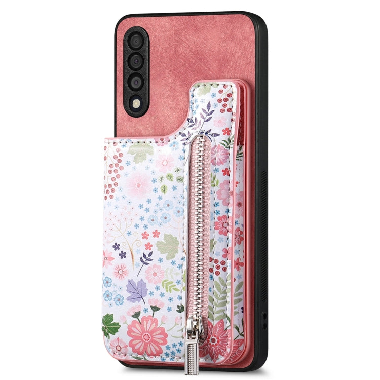 Retro painted zipper wallet case for Samsung Galaxy A70/A70s, showcasing its stylish design and functional features.