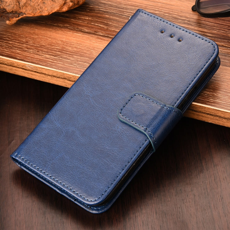 For Samsung Galaxy F62/M62 Crystal Texture Horizontal Flip Leather Case in black PU leather with card slots and a horizontal viewing holder.