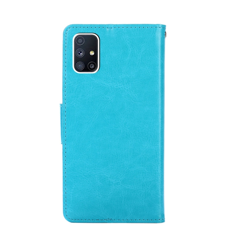 Samsung Galaxy M51 Crystal Texture Horizontal Flip Leather Case showcasing its elegant design and practical features.