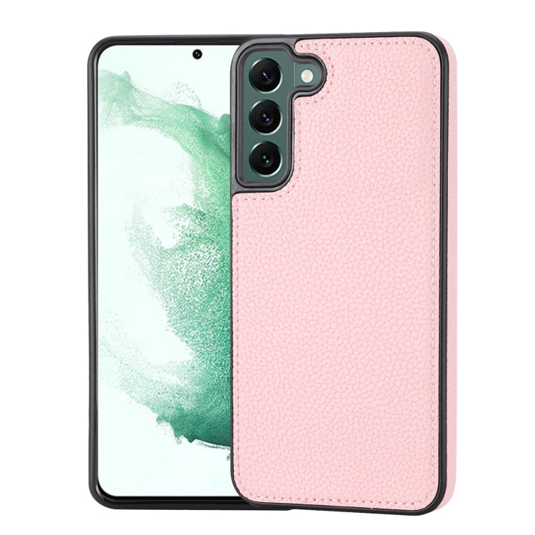 Litchi Pattern Stitched Side-mounted Phone Case for Samsung Galaxy S22+ 5G, showcasing its stylish design and protective features.