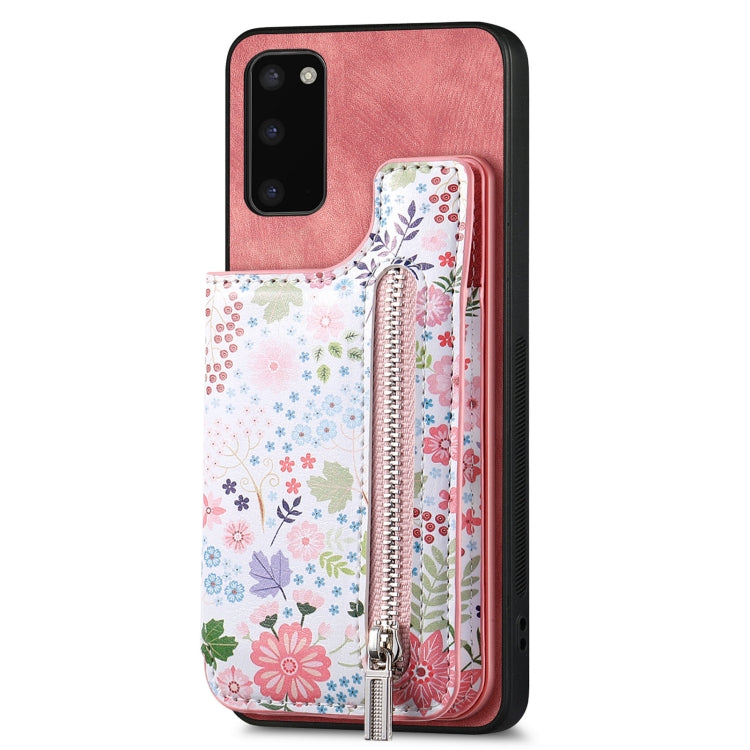 Samsung Galaxy S20 FE Retro Painted Zipper Wallet Case showcasing its stylish design and functional features.