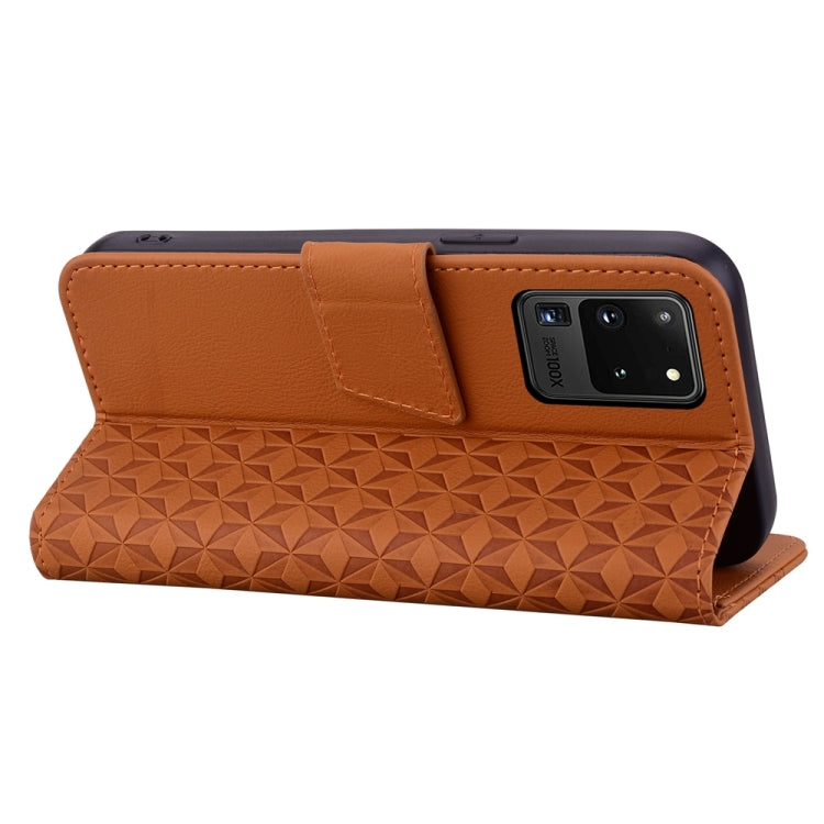 For Samsung Galaxy S20 Ultra 5G Diamond Buckle Leather Phone Case showcasing its stylish design and functional features.