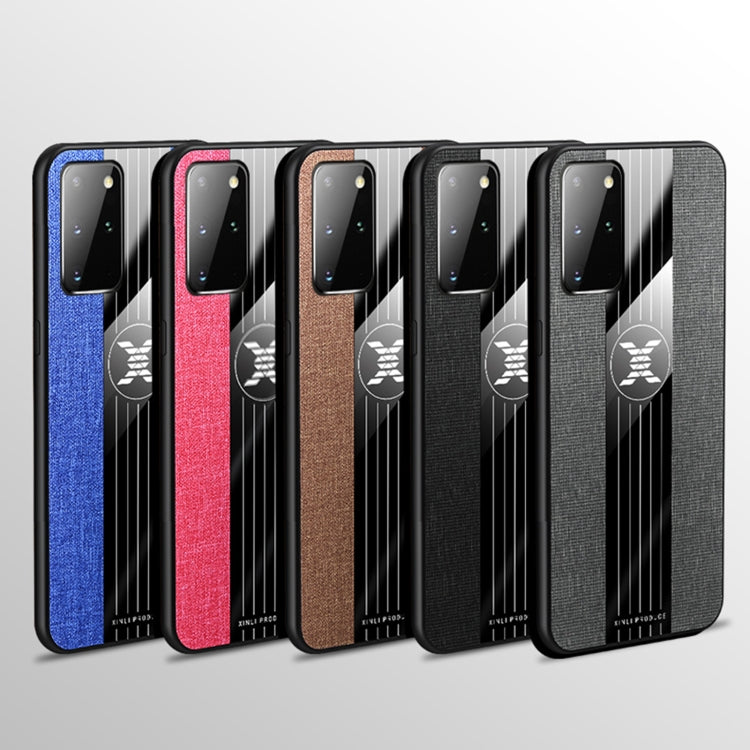 XINLI Stitching Cloth Texture Shockproof TPU case for Samsung Galaxy S20+, showcasing its stylish design and protective features.