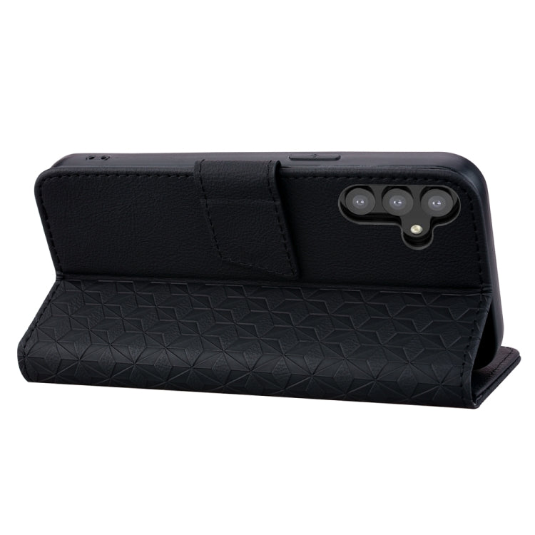 For Samsung Galaxy S23 FE 5G Diamond Buckle Leather Phone Case showcasing its stylish design and functional features.