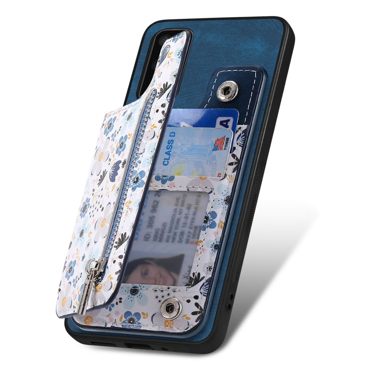 Retro painted zipper wallet case for Samsung Galaxy S23 FE 5G, showcasing its stylish design and functional features.