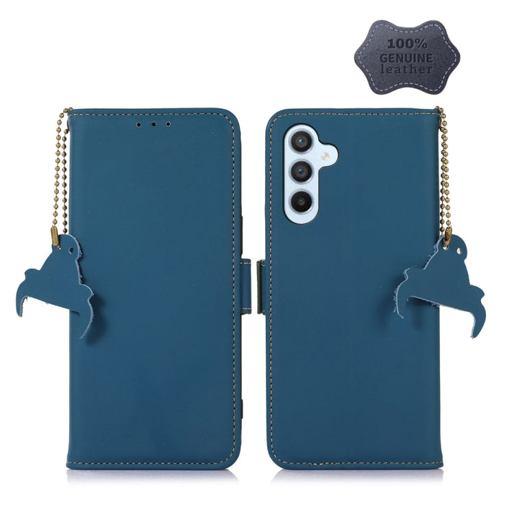 Genuine leather magnetic RFID phone case for Samsung Galaxy S24+ 5G, showcasing its elegant design and protective features.