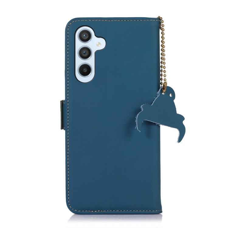 Genuine leather magnetic RFID phone case for Samsung Galaxy S24+ 5G, showcasing its elegant design and protective features.