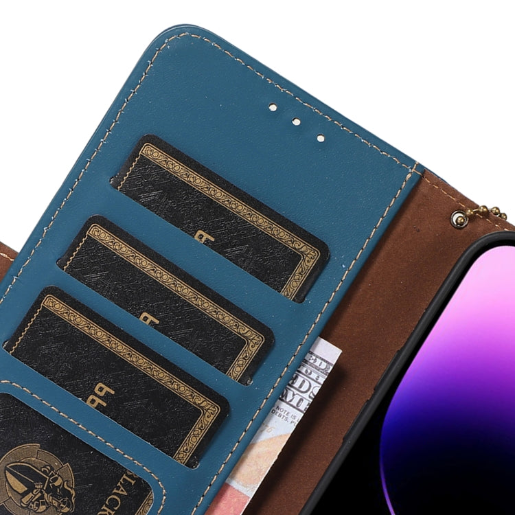 Genuine leather magnetic RFID phone case for Samsung Galaxy S24+ 5G, showcasing its elegant design and protective features.