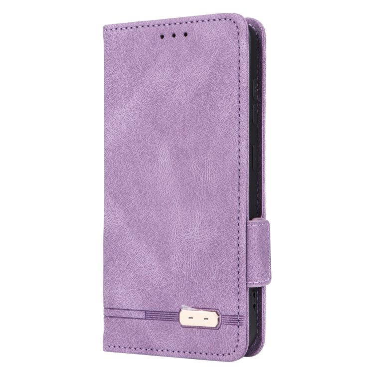 Purple magnetic clasp leather phone case for Samsung Galaxy S24 5G, showcasing its elegant design and functional features.