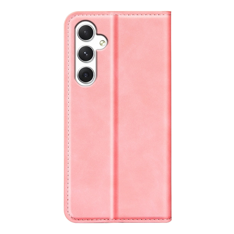 For Samsung Galaxy S24 5G Retro-skin Magnetic Suction Leather Phone Case showcasing its sleek design and card slot functionality.