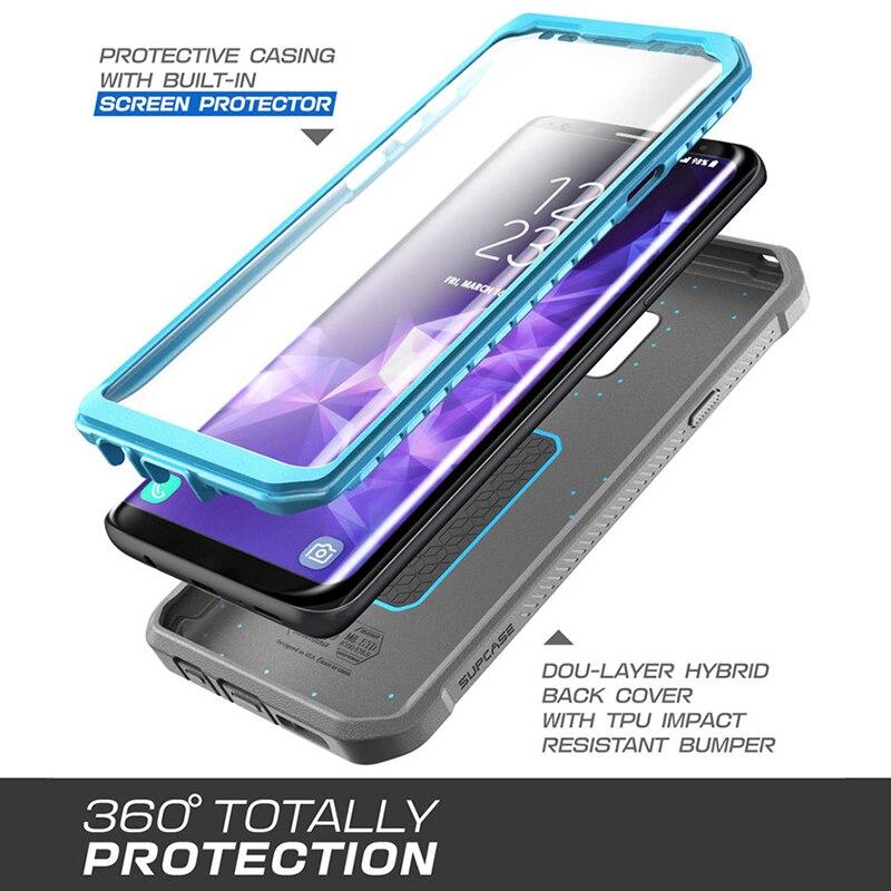 Samsung Galaxy S9 Plus UB Pro Full-Body Rugged Holster Case in various colors with built-in screen protector.