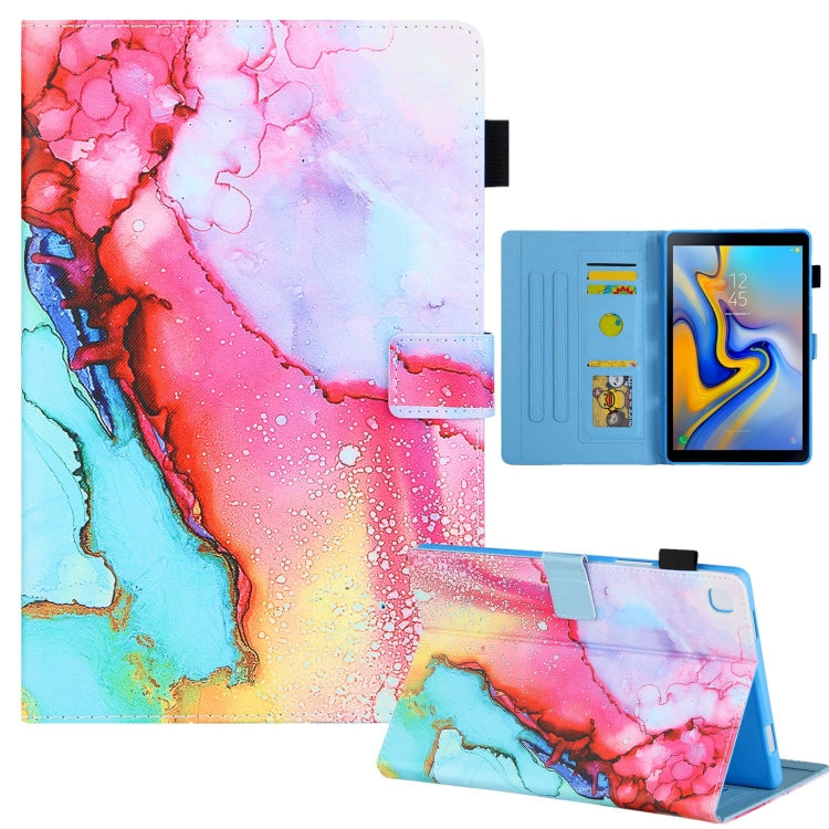 Colored drawing leather tablet case for Samsung Galaxy Tab A9+, showcasing its durable design and stand feature.