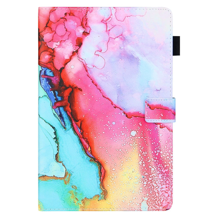 Colored drawing leather tablet case for Samsung Galaxy Tab A9+, showcasing its durable design and stand feature.