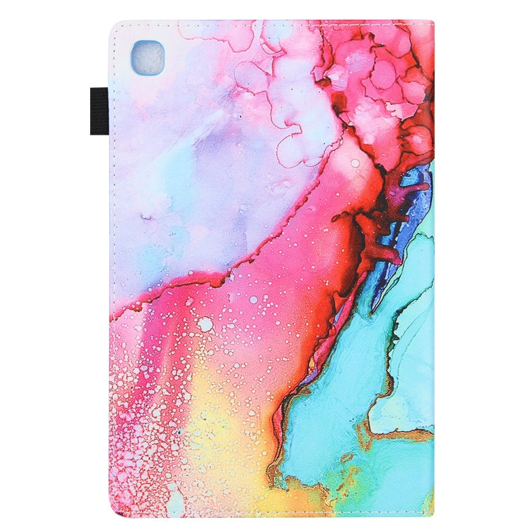 Colored drawing leather tablet case for Samsung Galaxy Tab A9+, showcasing its durable design and stand feature.