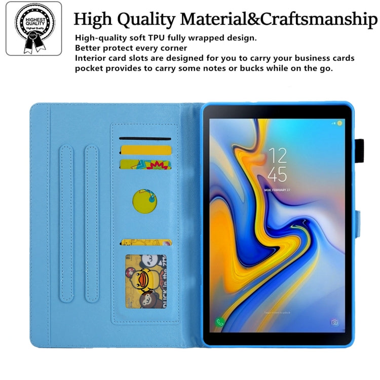 Colored drawing leather tablet case for Samsung Galaxy Tab A9+, showcasing its durable design and stand feature.