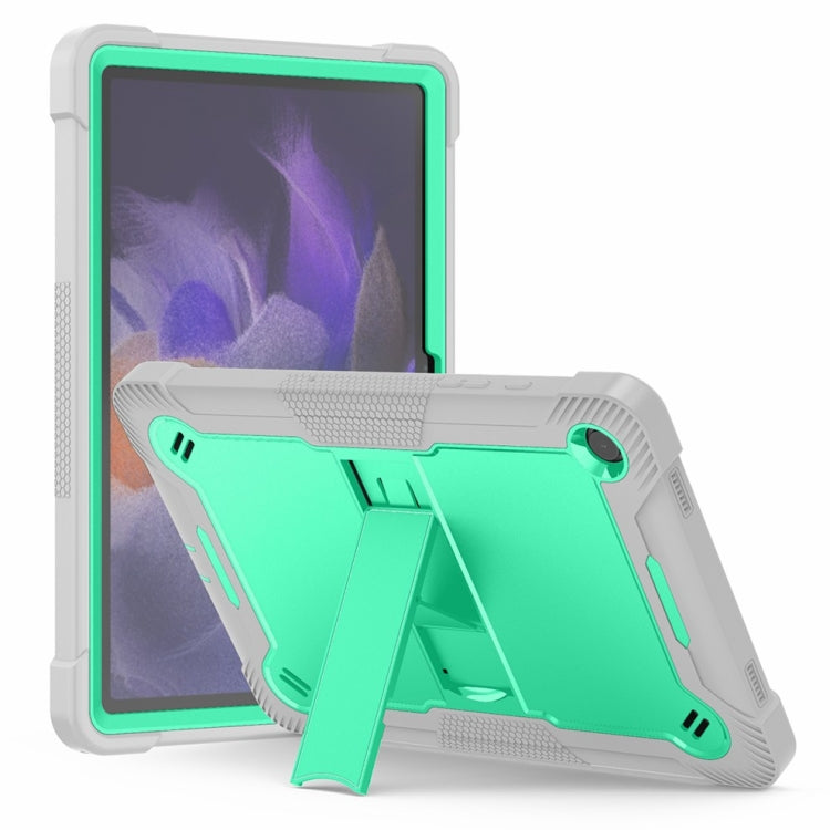 Shockproof silicone hybrid case for Samsung Galaxy Tab A9+, featuring a kickstand and precise cutouts for full access.