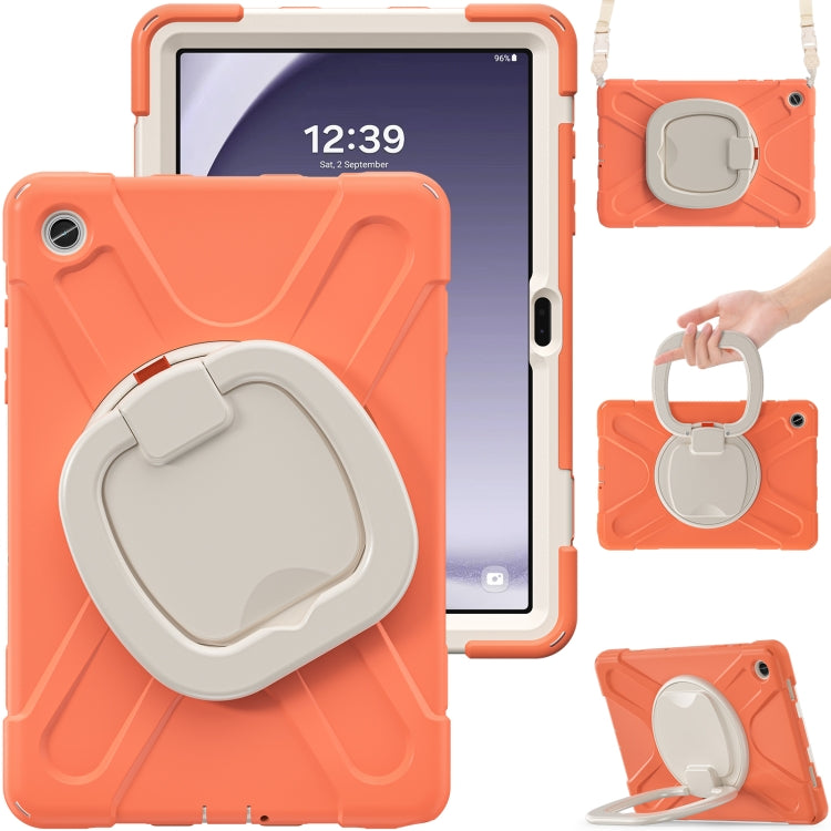 Samsung Galaxy Tab A9+ Silicone Hybrid PC Tablet Case with Holder, showcasing its durable design and functional features.