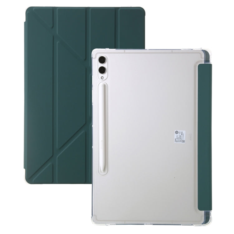 Clear acrylic deformation leather tablet case for Samsung Galaxy Tab S9+, showcasing its sleek design and durable materials.