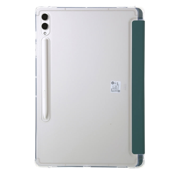 Clear acrylic deformation leather tablet case for Samsung Galaxy Tab S9+, showcasing its sleek design and durable materials.