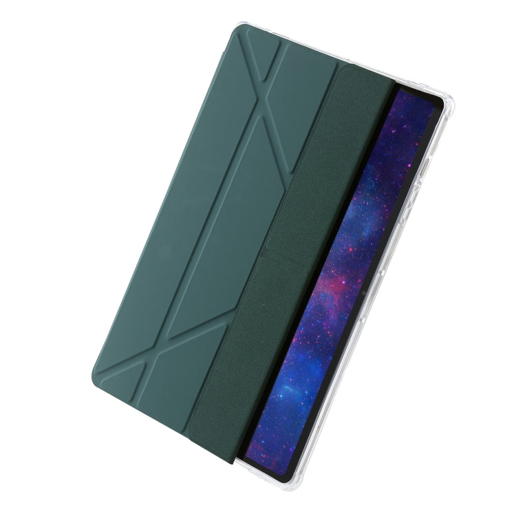 Clear acrylic deformation leather tablet case for Samsung Galaxy Tab S9+, showcasing its sleek design and durable materials.